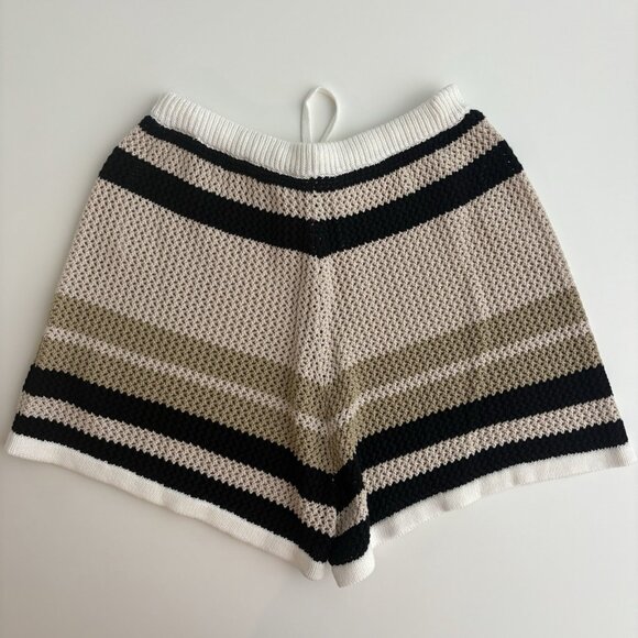 SABO Quinn Stripe Crochet Shorts (Size 2) 100% Cotton Knit High Rise Semi Sheer - Picture 7 of 9